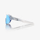 100% S2 Polished Translucent Clear Sunglasses - HiPER Blue Mirror Lens
