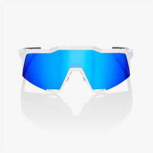 100% Speedcraft Matte White Sunglasses - HiPER Blue Mirror Lens