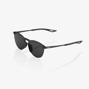 100% Legere Round Sunglasses - Polished Black - Smoke Lens