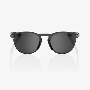 100% Legere Round Sunglasses - Polished Black - Smoke Lens