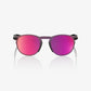 100% Legere Round Soft Tact Sunglasses - Black - Purple Mirror Lens
