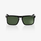 100% Renshaw Polished Black Sunglasses - Grey/Green Lens