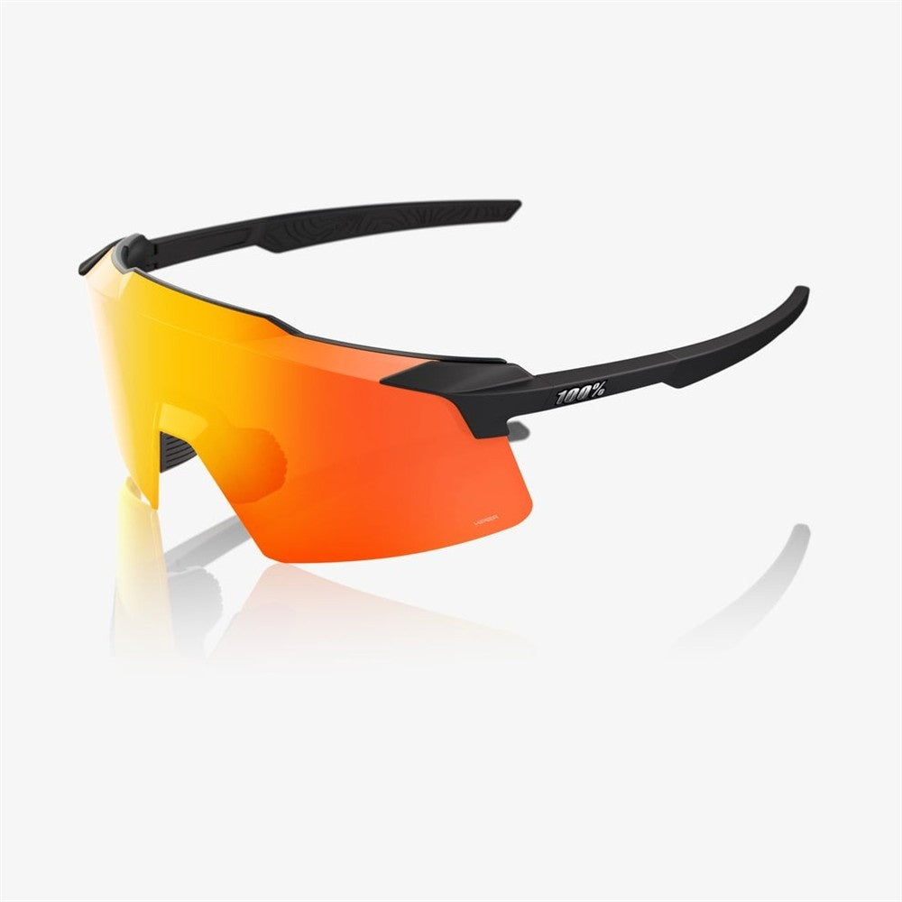 100% Aerocraft Soft Tact Black Sunglasses - HiPER Red Mirror Lens