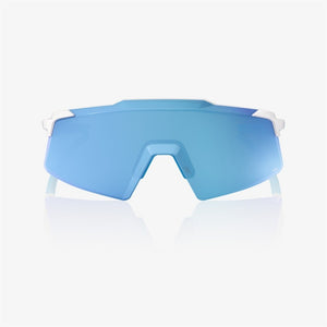 100% Aerocraft Matte White Sunglasses - HiPER Blue Mirror Lens