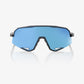 100% Slendale Matte Black Sunglasses - HiPER Blue Mirror Lens