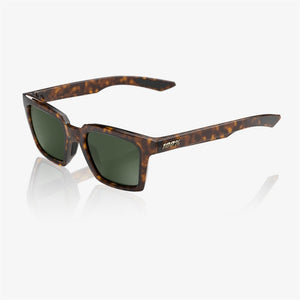 100% Erba Gloss Havana Sunglasses - Grey/Green Lens