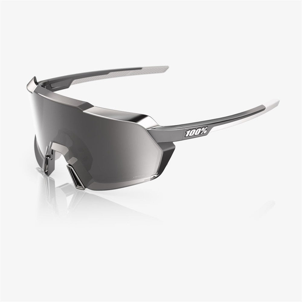 100% Korbin Gloss Black Chrome Sunglasses - HiPER Silver Mirror Lens