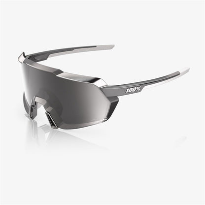 100% Korbin Gloss Black Chrome Sunglasses - HiPER Silver Mirror Lens