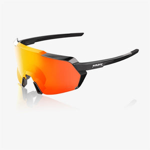 100% Korbin Gloss Metallic Black Sunglasses - HiPER Red Mirror Lens