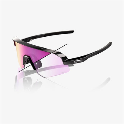 100% Slendale SL Gloss Black Sunglasses - Purple Flash Mirror Photochromic Lens