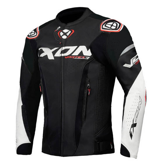 Ixon Vortex 3 Leather Sports Jacket - Black/White