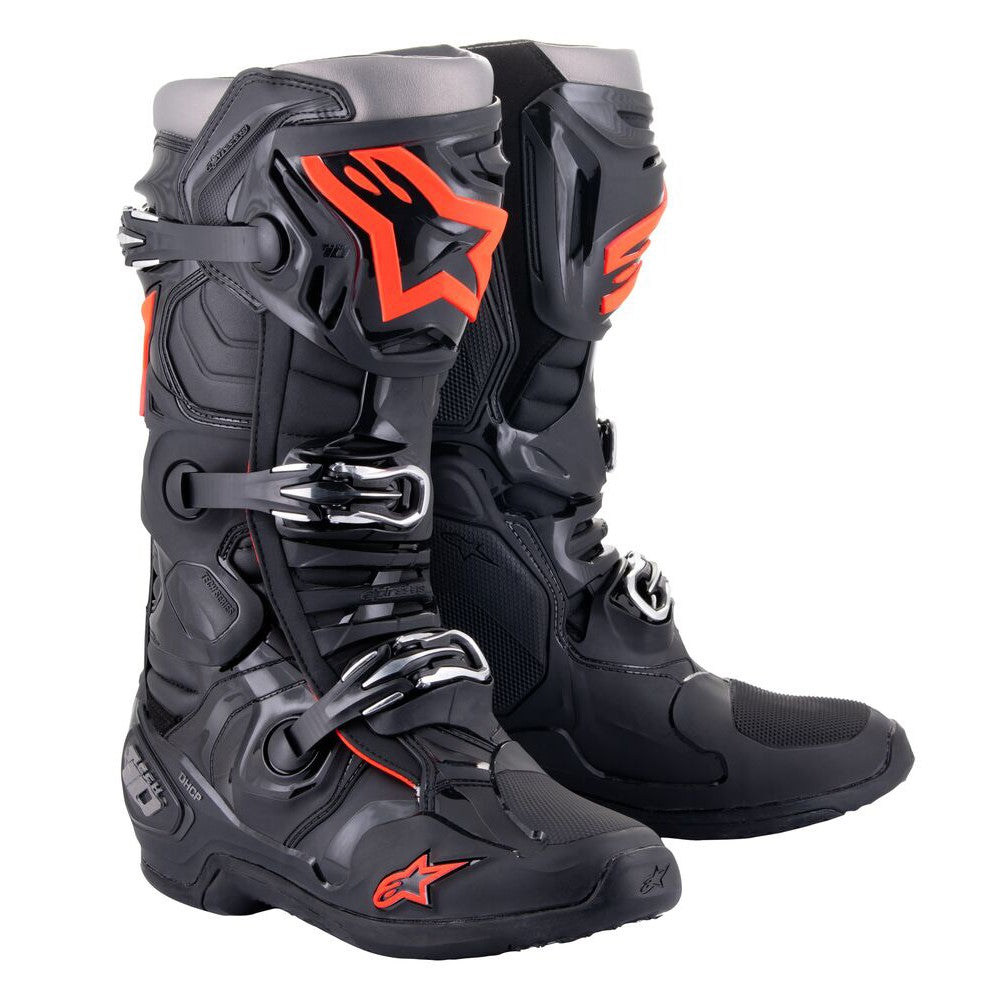 Alpinestars Tech-10 Adult MX Boots - Black / Fluoro Red