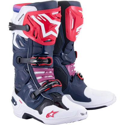 Alpinestars Tech-10 Supervented Adult MX Boots - Nigh Navy / White / Rain Blue