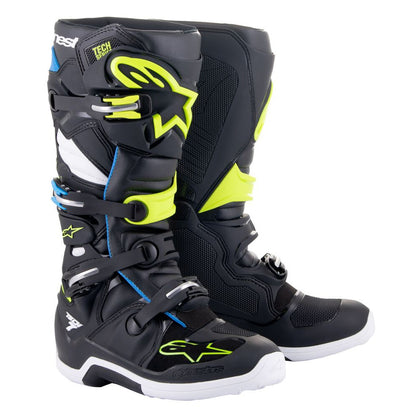 Alpinestars Tech-7 Adult MX Boots - Black Enamel Blue Yellow