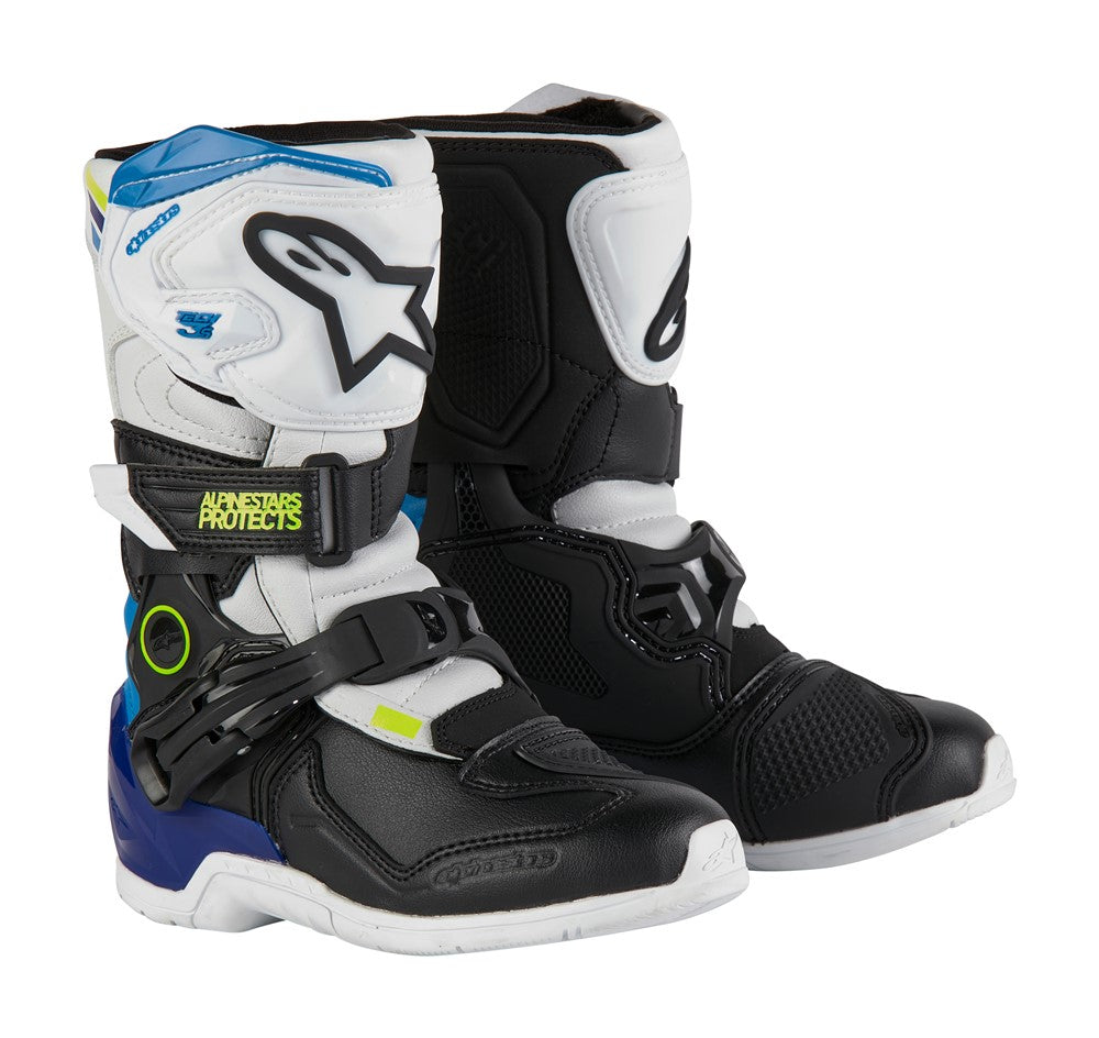 Alpinestars Tech-3S Kids MX Boots - White / Black / Enamel Blue