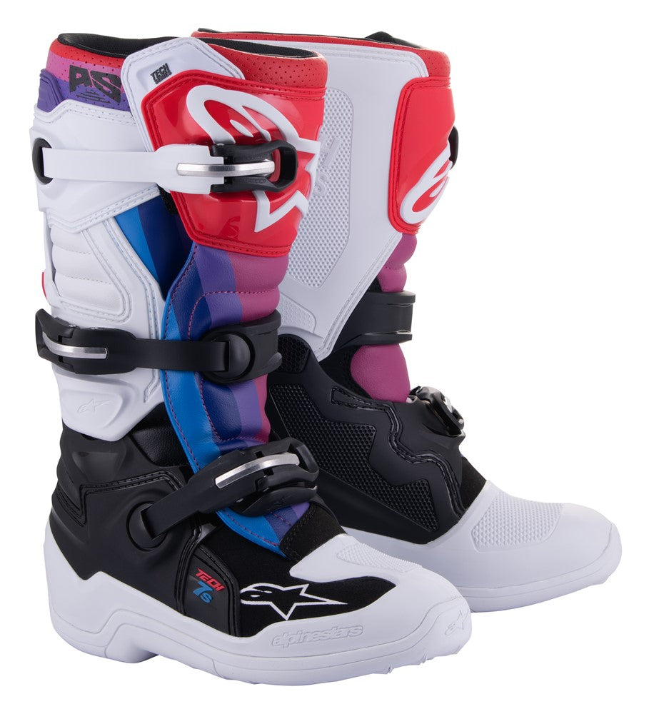 Alpinestars Tech-7S Youth MX Boots - White / Black / Rainbow