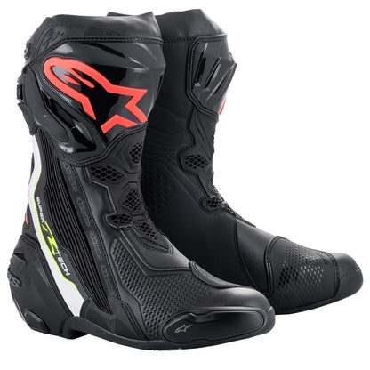 Alpinestars Supertech R Boots - Black / White / Red Fluoro / Yellow Fluoro