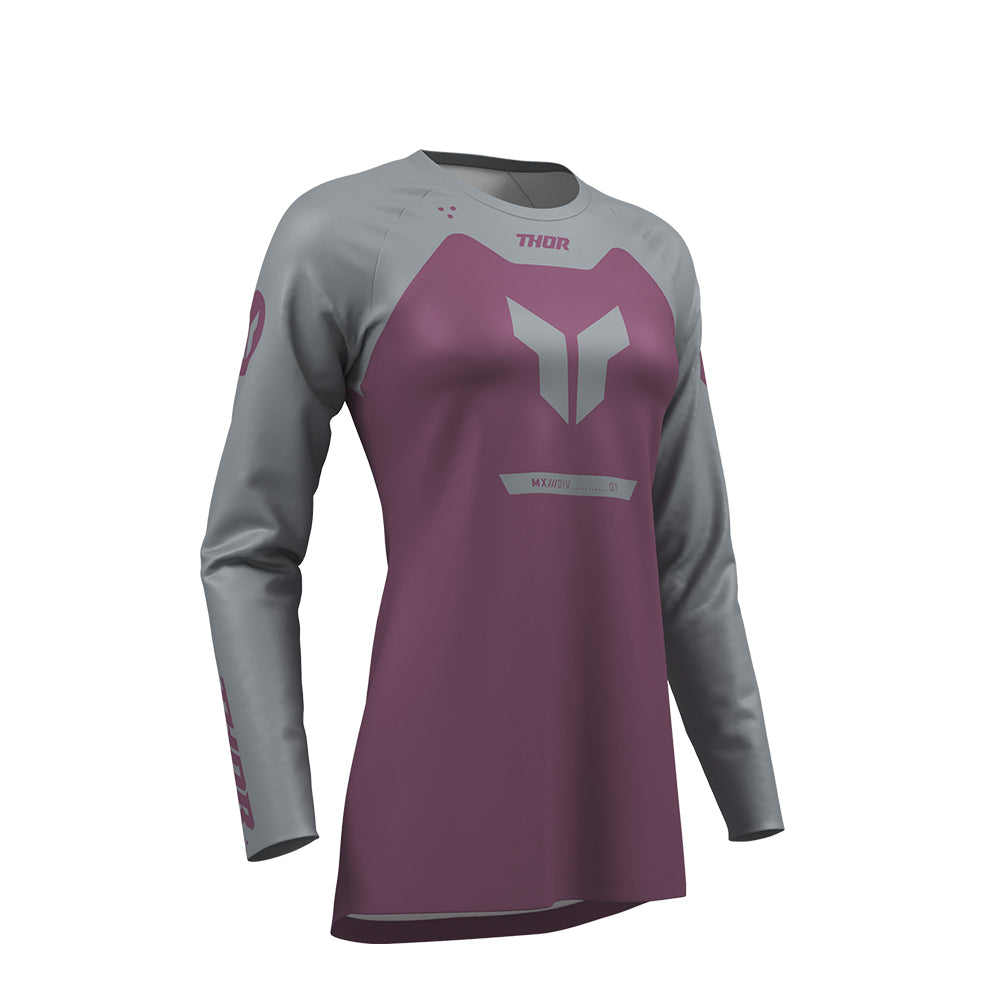 Thor Ridemode Adult Womens MX Jersey - Menace Purple Gray