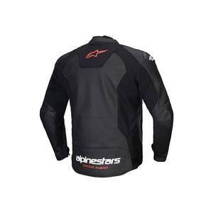 Alpinestars Faster V3 Leather Jacket - Black / Red Fluoro