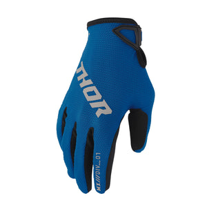 Blue glove with black accents and 'Thor' branding on a white background