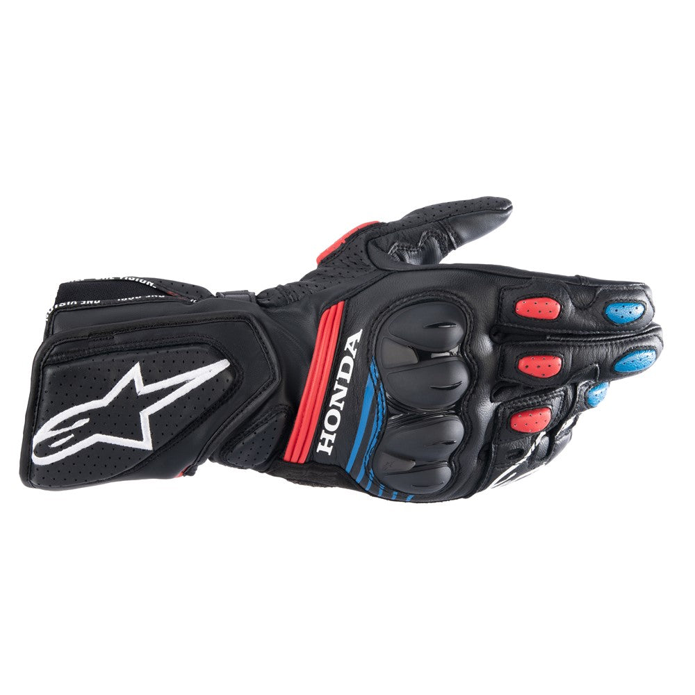 Alpinestars Honda SP-8 V3 Gloves - Black / Bright Red / Blue