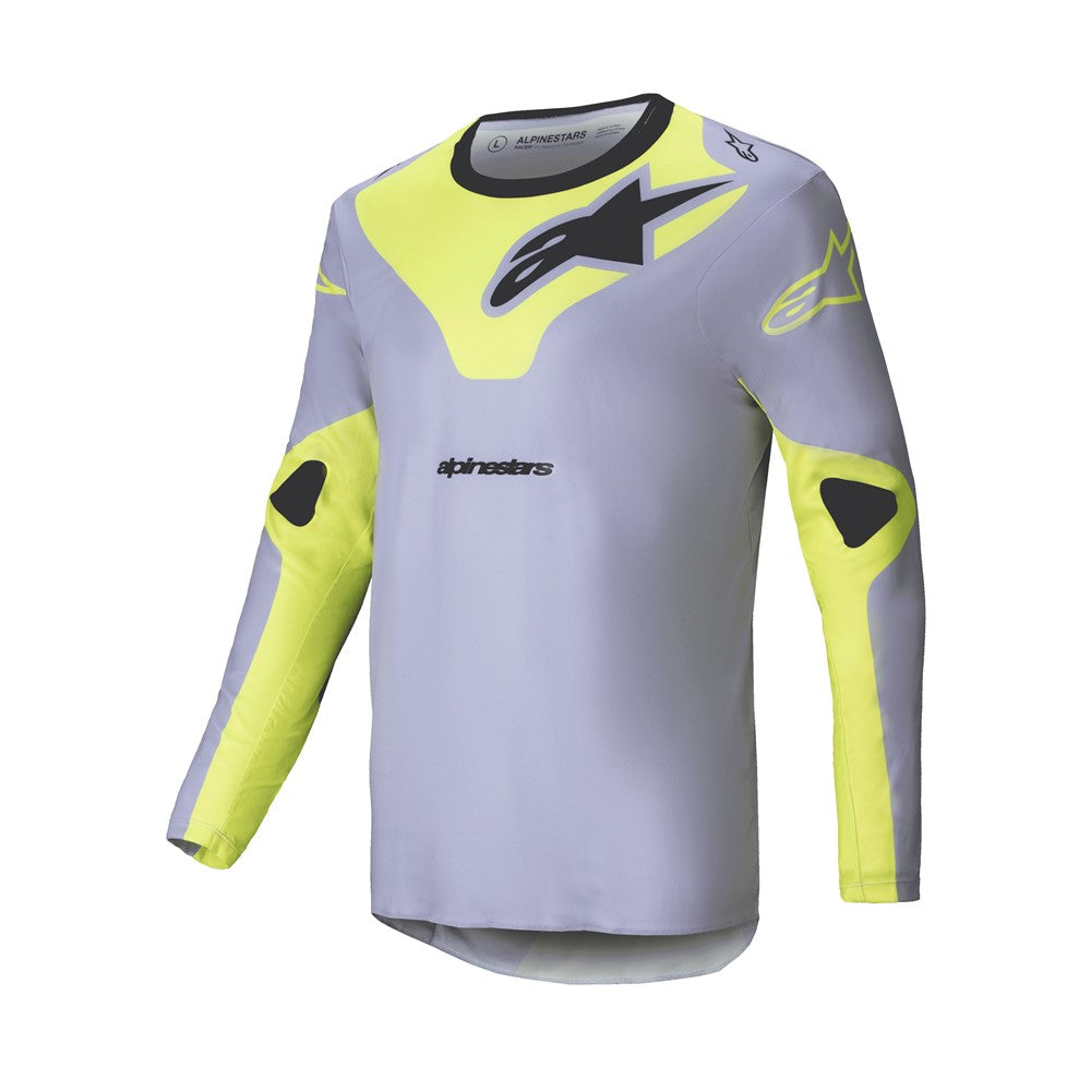 Alpinestars Racer Adult MX Jersey - Veil Grey / Yellow Fluoro