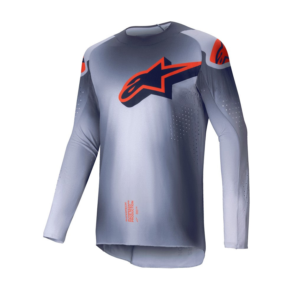 Alpinestars Supertech Adult MX Jersey - Lipan Gray / Orange Fluoro