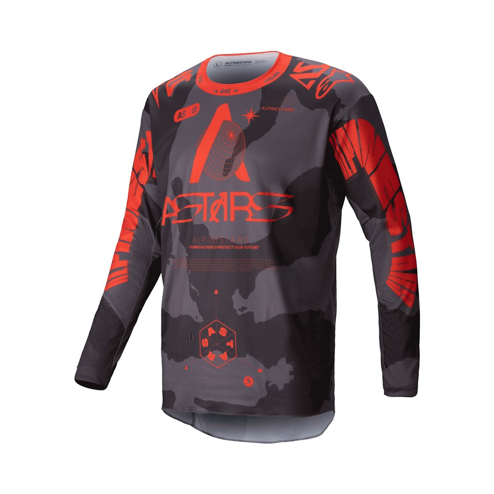 Alpinestars Racer Adult MX Jersey - Hollow Grey Camo / Orange Fluoro