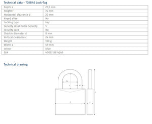 Abus Brass Padlock - 70IB/45 - B/EFSPP