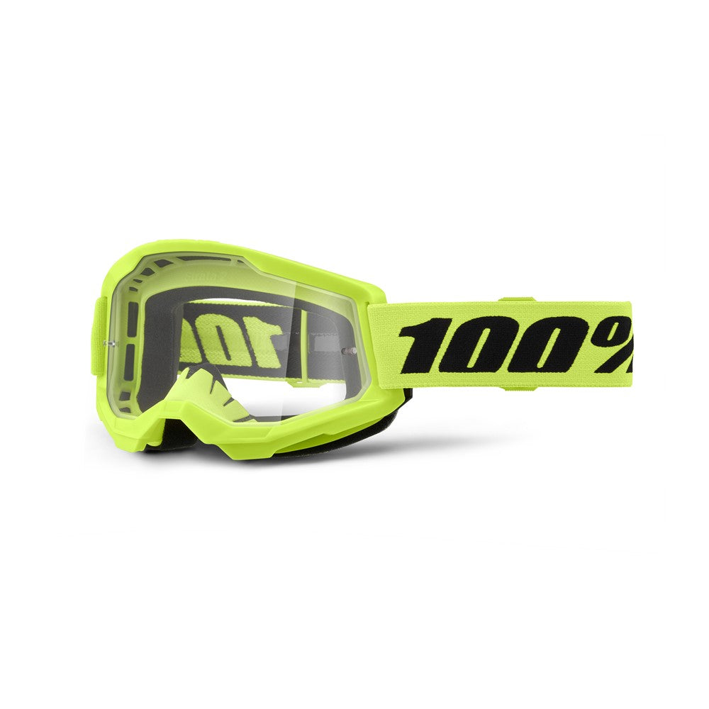 100% Strata 2 Adult MX Goggles - Yellow - Clear Lens