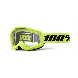 100% Strata 2 Adult MX Goggles - Yellow - Clear Lens