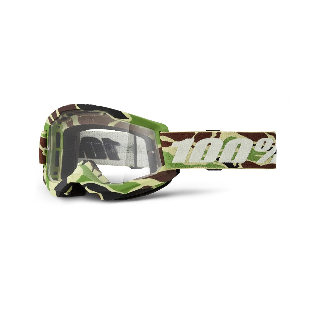 100% Strata 2 Adult MX Goggles - War Camo - Clear Lens