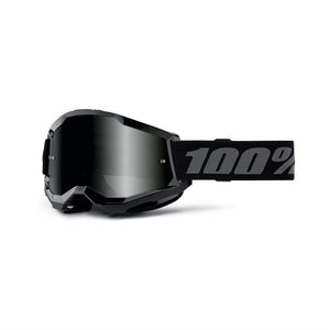 100% Strata 2 Adult Sand MX Goggles - Black - Smoke Lens