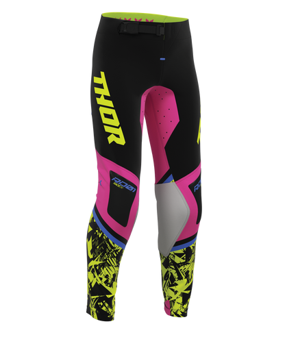 Thor S27 Sportmode Youth MX Pants - Punk'd Black / Fuchsia