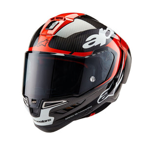 Alpinestars Supertech R10 Helmet - Element Black Carbon / Bright Red / White Gloss