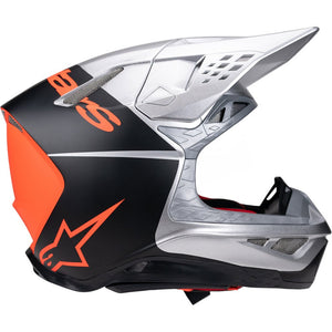 Alpinestars Supertech S-M10 Adult MX Helmet - Flood Silver / Black / Orange Fluoro Matt / Gloss