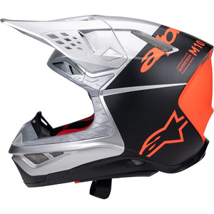 Alpinestars Supertech S-M10 Adult MX Helmet - Flood Silver / Black / Orange Fluoro Matt / Gloss