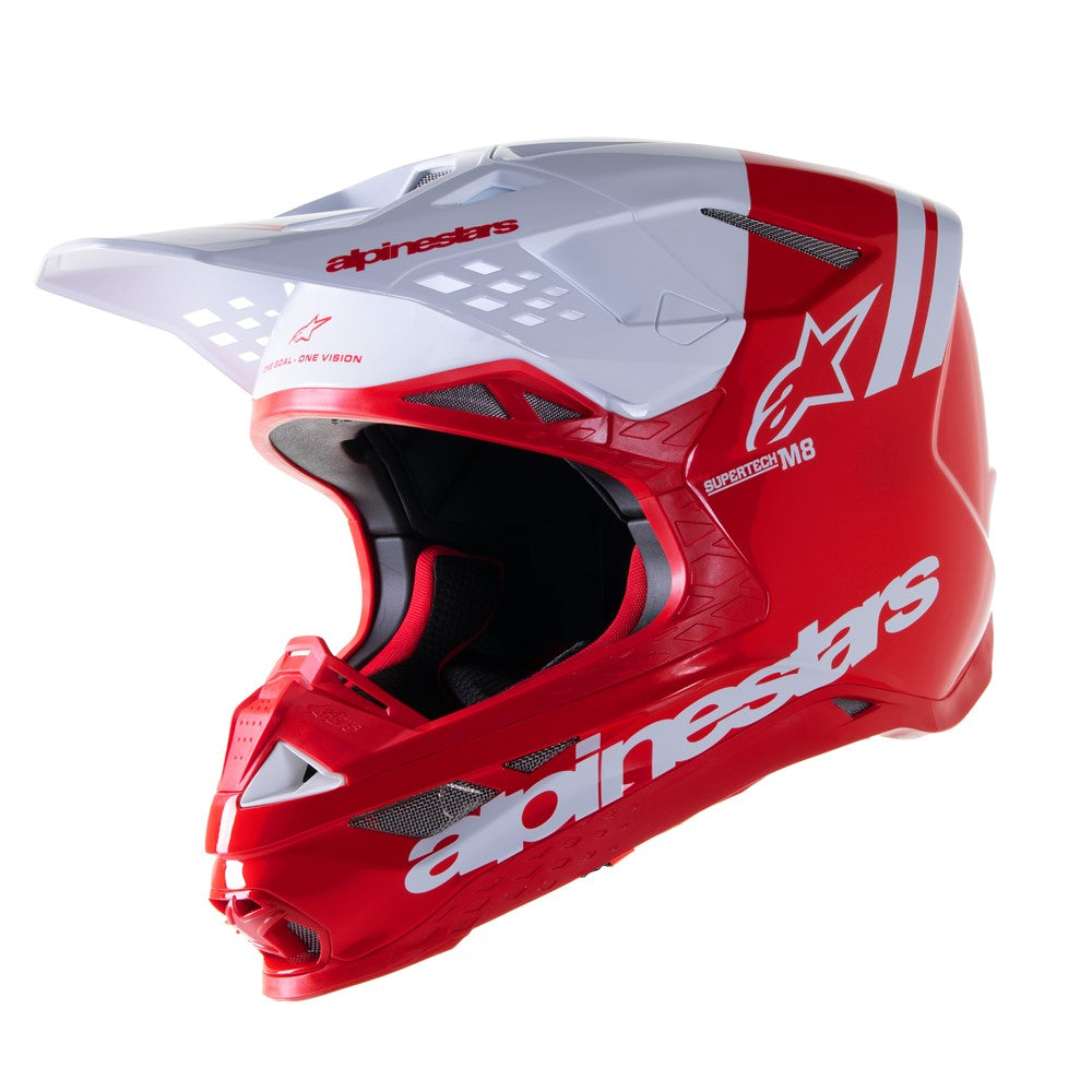 Alpinestars SM8 Adult MX Helmet - Radium 2 Bright Red/White