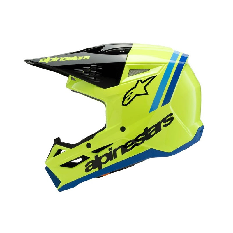 Alpinestars S-M3 Youth MX Helmet - Radium Yellow / Black / Blue Gloss