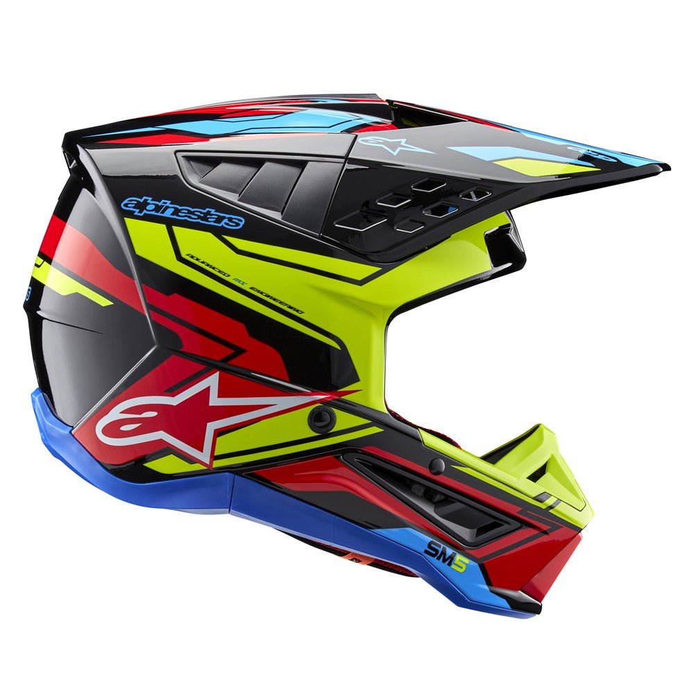 Alpinestars S-M5 Adult MX Helmet - Action 2 Gloss Black/Yellow/Bright Red