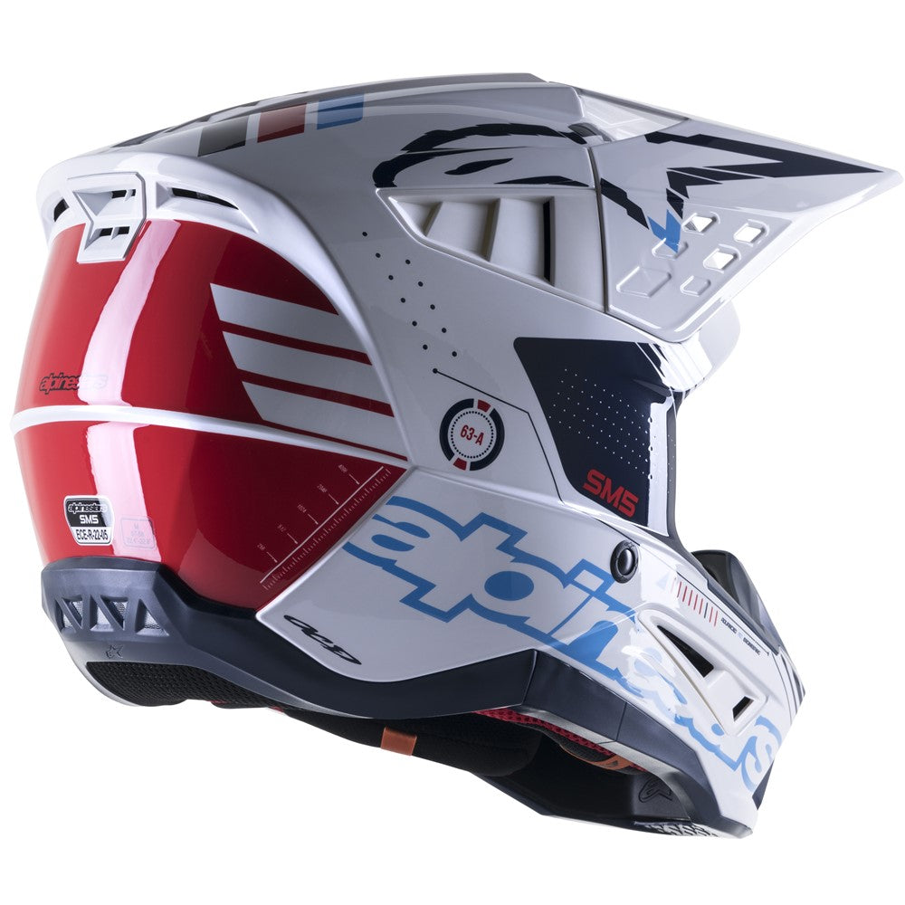 Alpinestars S-M5 Adult MX Helmet - Action White/Cyan/Dark Blue