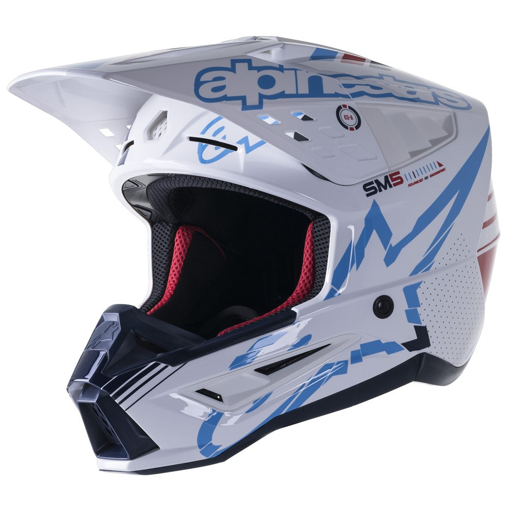 Alpinestars S-M5 Adult MX Helmet - Action White/Cyan/Dark Blue