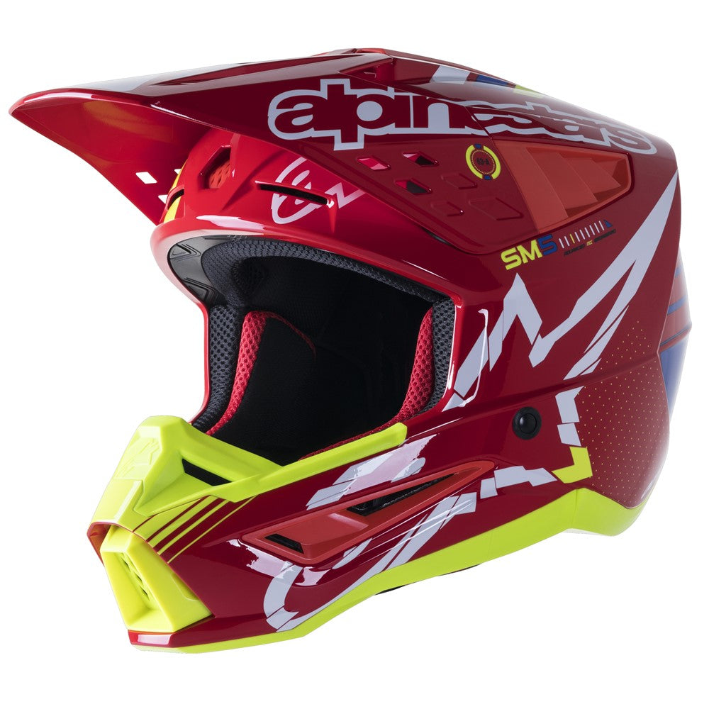 Alpinestars S-M5 Adult MX Helmet - Action Bright Red/White/Yellow