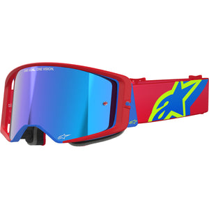 Alpinestars Supertech Corp MX Goggles - Red / Blue - Mirror Blue Lens