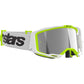 Alpinestars Vision 8 MX Goggles - Wordmark White / Yellow Fluoro - Mirror Silver Lens