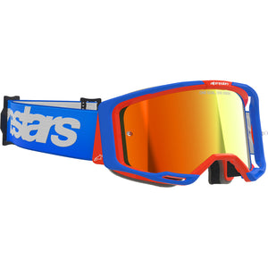 Alpinestars Vision 8 MX Goggles - Wordmark Blue / Orange - Mirror Red Lens