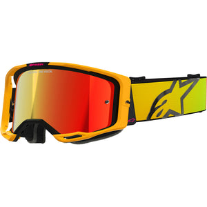 Alpinestars Vision 8 MX Goggles - Corp Yellow / Pink - Mirror Red Lens