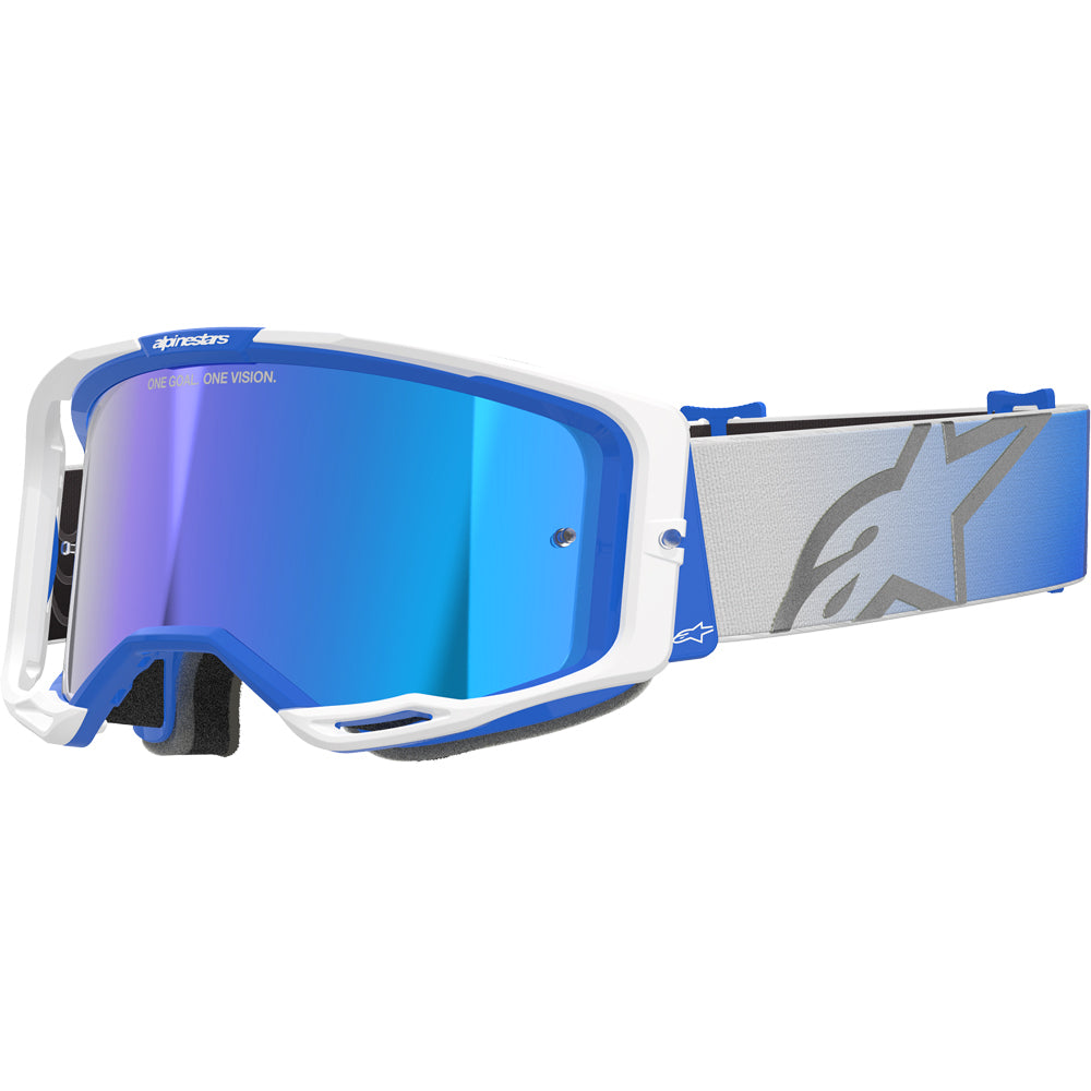 Alpinestars Vision 8 MX Goggles - Corp Blue / White - Mirror Blue Lens