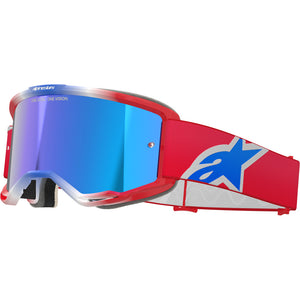 Alpinestars Vision 5 MX Goggles - Corp Red / White / Blue - Mirror Blue Lens