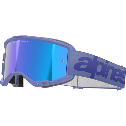 Alpinestars Vision 5 MX Goggles - Wordmark Purple - Mirror Blue Lens